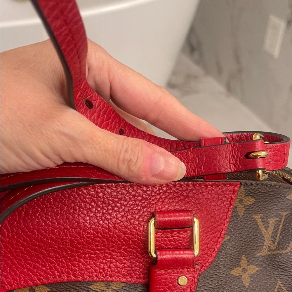 Louis Vuitton Monogram Satchel in Brown and Red - Picture 6 of 12